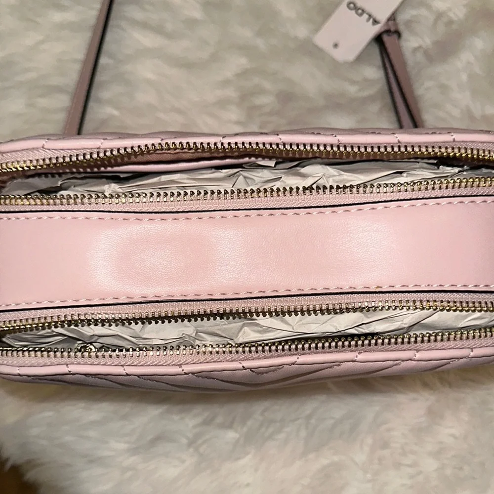 Aldo Pink Chevron Quilted Crossbody Bag with Tassel